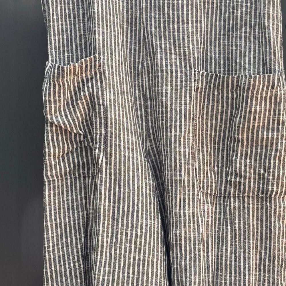 Max Studio London Striped Sleeveless Jumpsuit Women's Large Gray Wide Leg - Picture 9 of 9